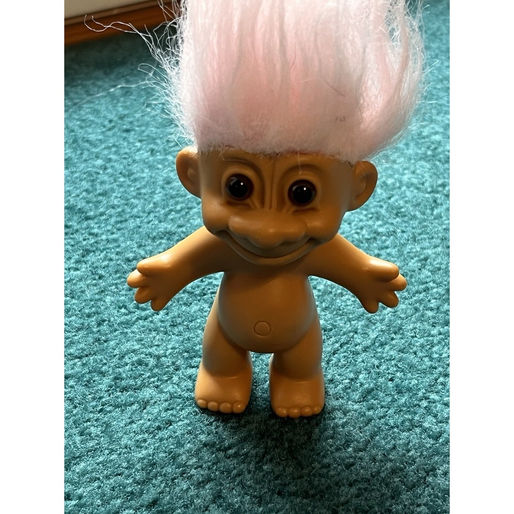 Russ Vintage Troll Doll Pink Hair 1990s, 4"/5"